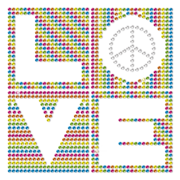 Love Peace Sign Heat Press Transfer Design Neon Rhinestud Transfer